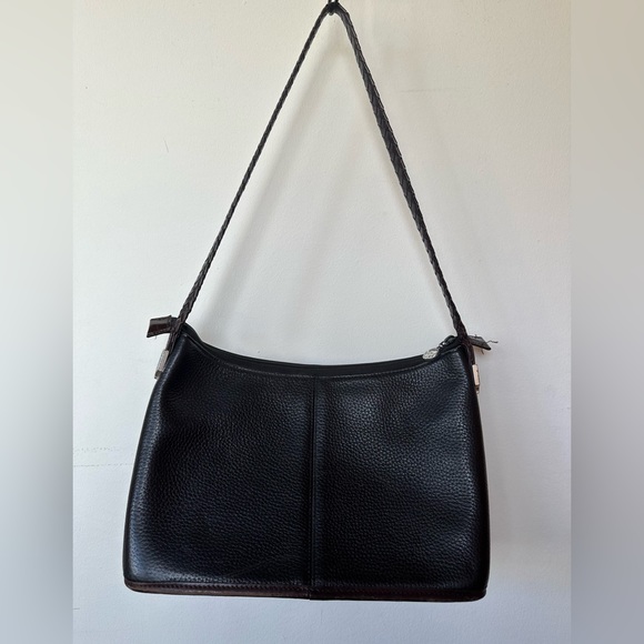 Brighton Leather Handbag with Front Zip Organizer Black/Brown Vintage Bag - Picture 5 of 12